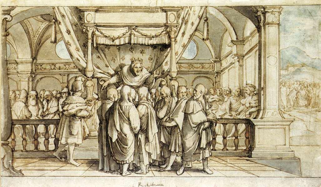 WikiOO.org - Encyclopedia of Fine Arts - Lukisan, Artwork Hans Holbein The Younger - The Arrogance of Rehoboam