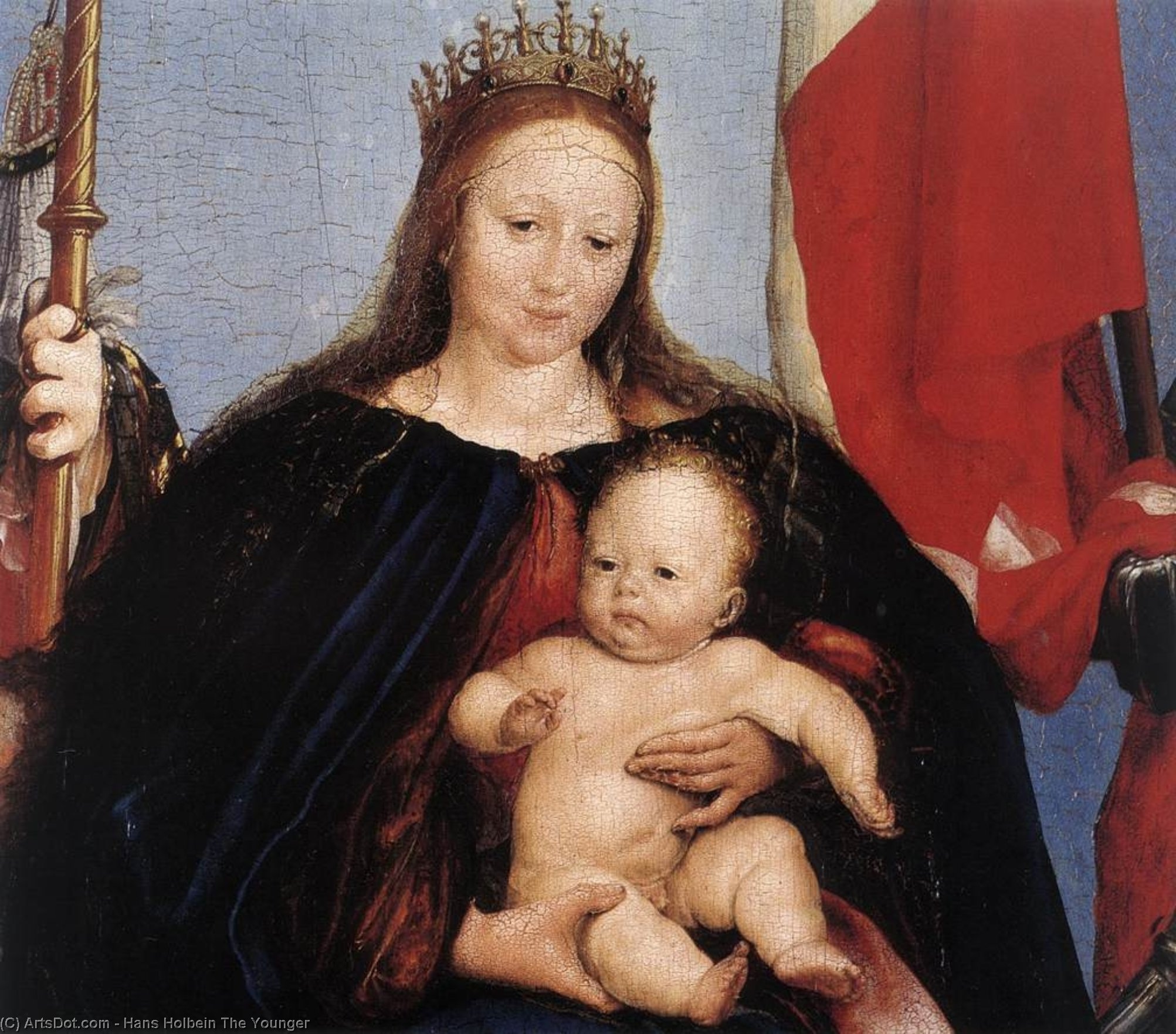 Wikioo.org - Bách khoa toàn thư về mỹ thuật - Vẽ tranh, Tác phẩm nghệ thuật Hans Holbein The Younger - The Solothurn Madonna [detail]