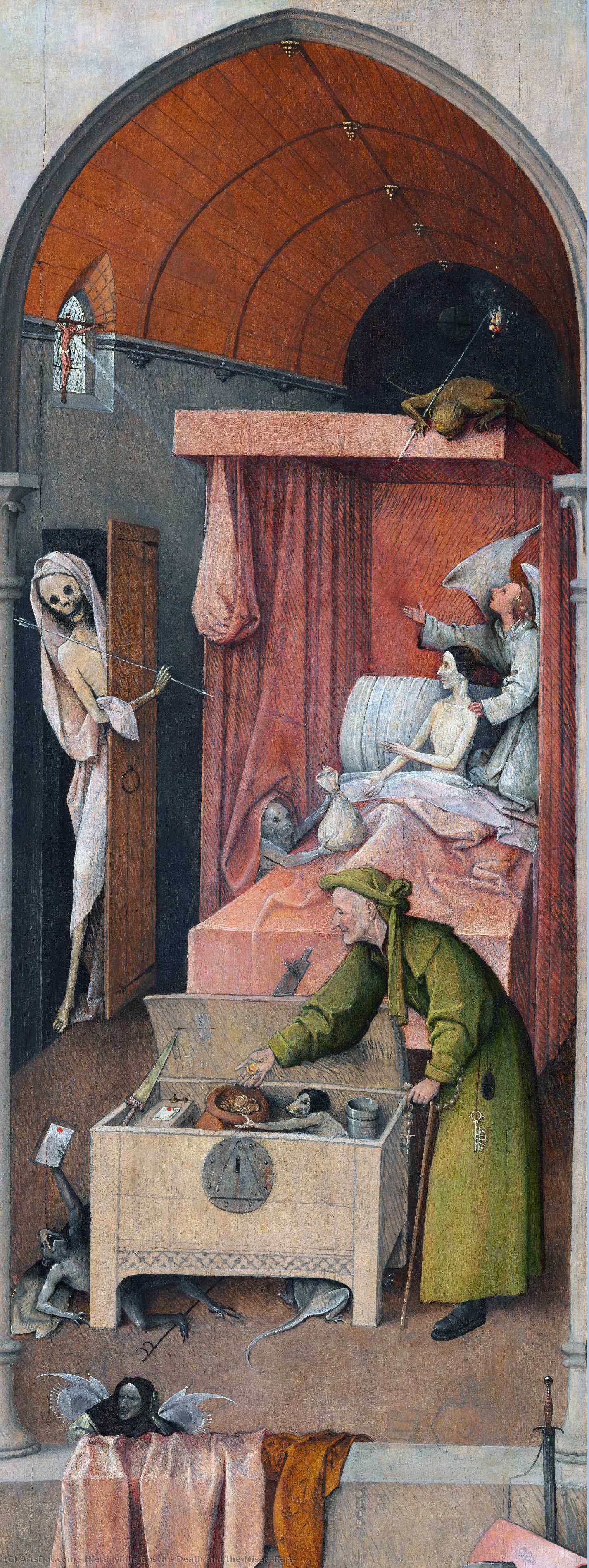 Wikioo.org - The Encyclopedia of Fine Arts - Painting, Artwork by Hieronymus Bosch - Death and the Miser (Part)