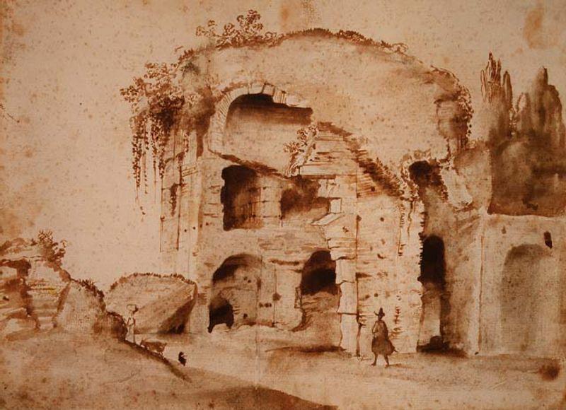 WikiOO.org - Encyclopedia of Fine Arts - Festés, Grafika Claude Lorrain (Claude Gellée) - A Ruin on the Palatine