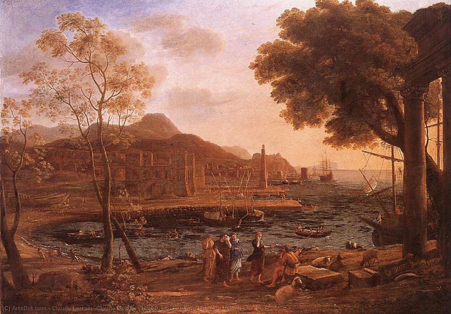 Wikioo.org – L'Enciclopedia delle Belle Arti - Pittura, Opere di Claude Lorrain (Claude Gellée) - Harbour Scene con Lutto Heliades