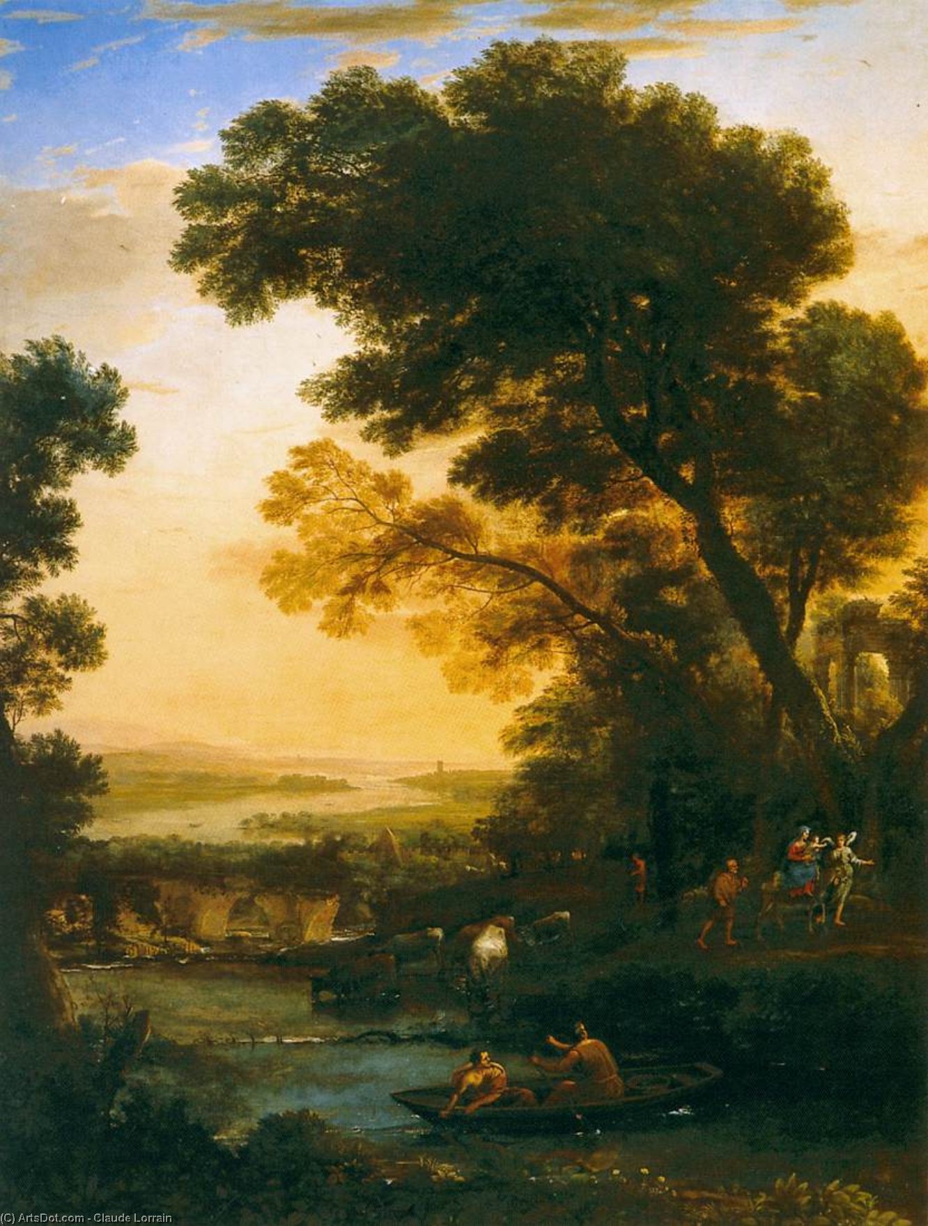 Wikioo.org - The Encyclopedia of Fine Arts - Painting, Artwork by Claude Lorrain (Claude Gellée) - Ideal Landscape with the Flight into Egypt