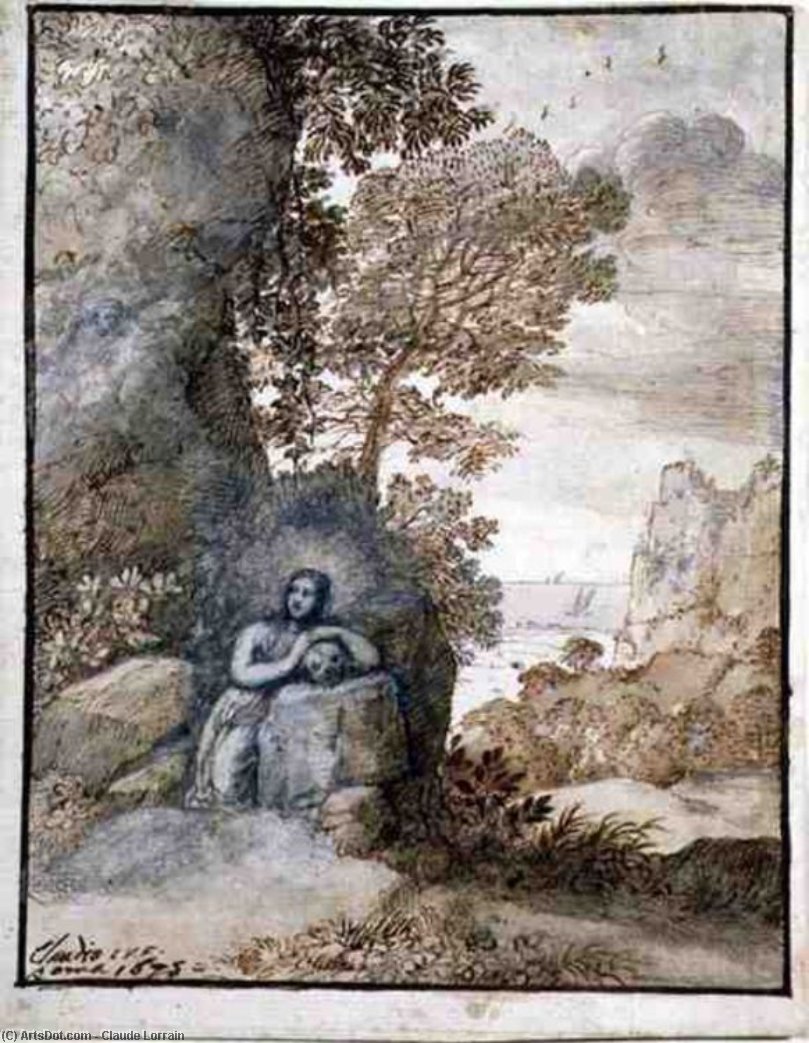 Wikioo.org - The Encyclopedia of Fine Arts - Painting, Artwork by Claude Lorrain (Claude Gellée) - Landscape with the Magdalene