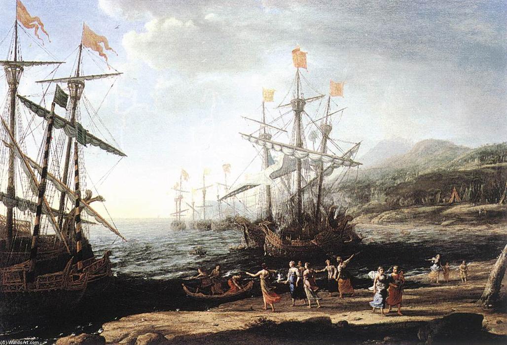 Wikioo.org - The Encyclopedia of Fine Arts - Painting, Artwork by Claude Lorrain (Claude Gellée) - Marine with the Trojans Burning their Boats