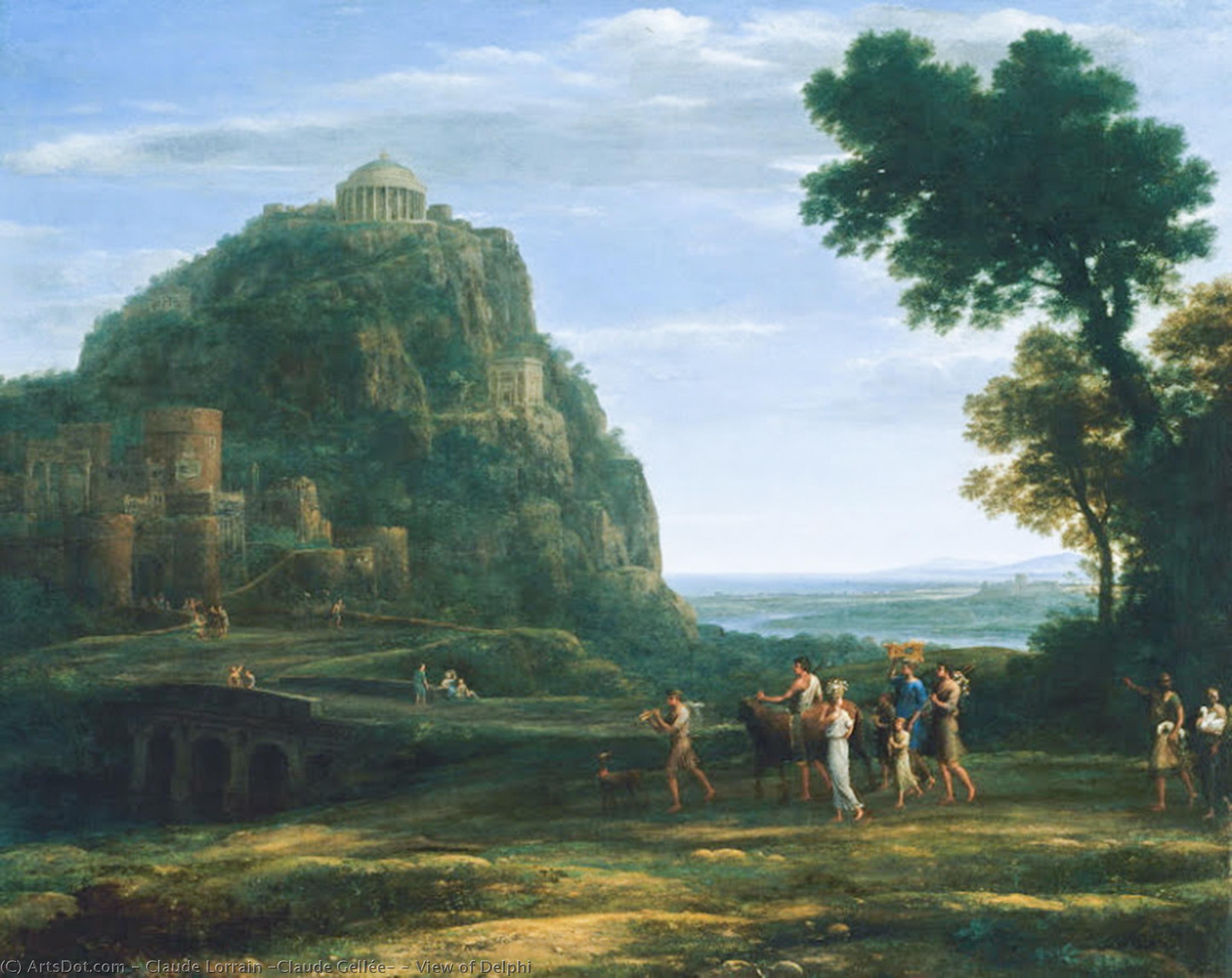 Wikoo.org - موسوعة الفنون الجميلة - اللوحة، العمل الفني Claude Lorrain (Claude Gellée) - View of Delphi