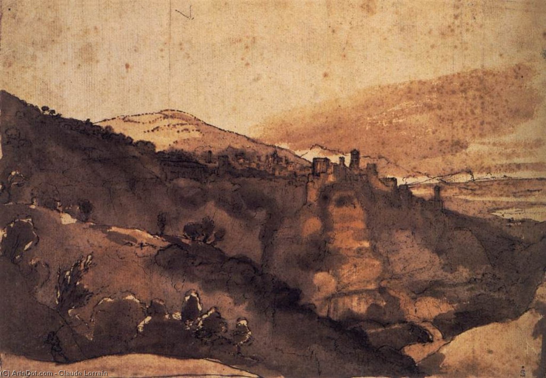 WikiOO.org - Encyclopedia of Fine Arts - Lukisan, Artwork Claude Lorrain (Claude Gellée) - View of Tivoli