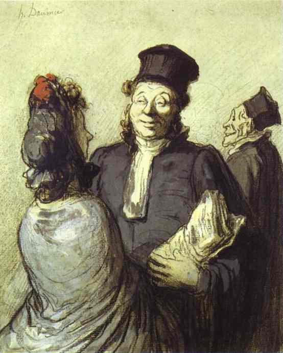 Wikioo.org - The Encyclopedia of Fine Arts - Painting, Artwork by Honoré Daumier - A Lawyer with His Client