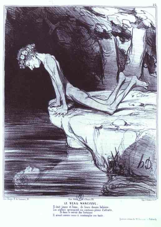 Wikioo.org - The Encyclopedia of Fine Arts - Painting, Artwork by Honoré Daumier - Ancient History Series - The Beautiful Narcissus