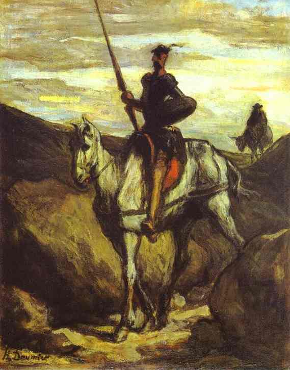Wikioo.org - Bách khoa toàn thư về mỹ thuật - Vẽ tranh, Tác phẩm nghệ thuật Honoré Daumier - Don Quixote and Sancho Pansa