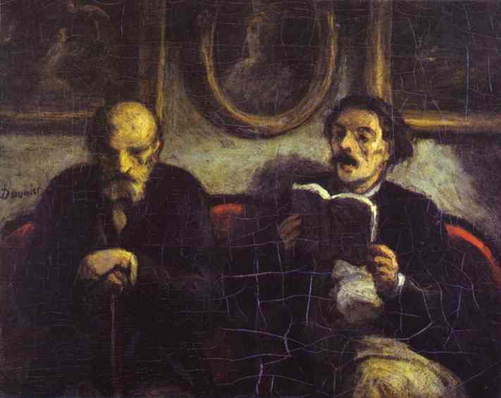 Wikioo.org - The Encyclopedia of Fine Arts - Painting, Artwork by Honoré Daumier - Reading of a Poem