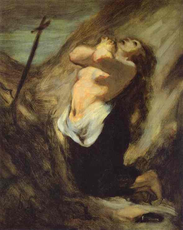 Wikioo.org - The Encyclopedia of Fine Arts - Painting, Artwork by Honoré Daumier - St. Magdalene in the Desert