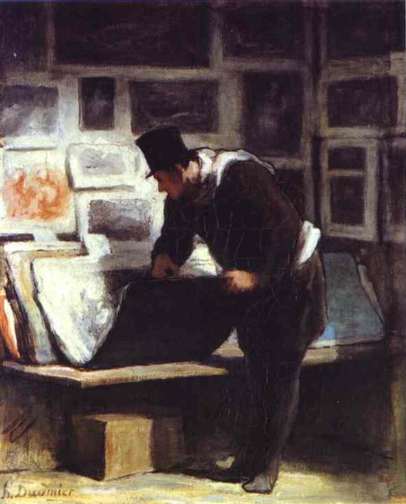 Wikioo.org - The Encyclopedia of Fine Arts - Painting, Artwork by Honoré Daumier - The Etching Amateur