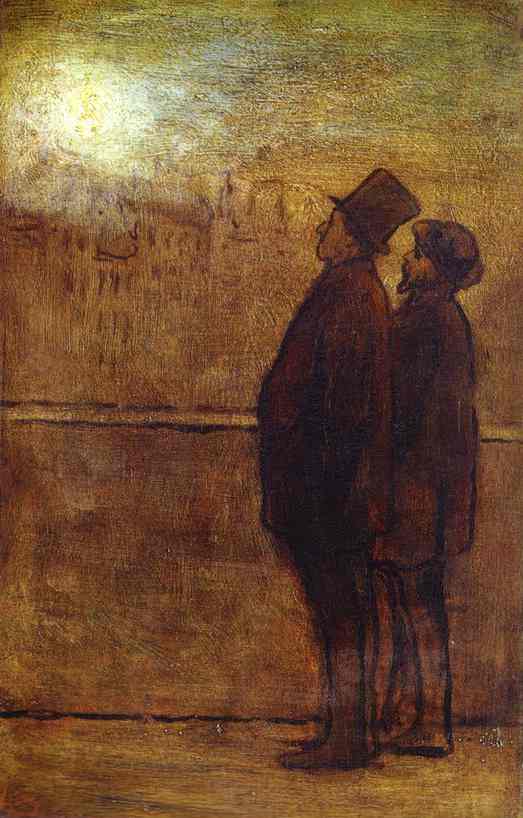 Wikioo.org - The Encyclopedia of Fine Arts - Painting, Artwork by Honoré Daumier - The Nocturnal Travellers