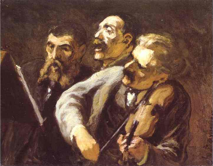 WikiOO.org - Encyclopedia of Fine Arts - Festés, Grafika Honoré Daumier - Three Amateur Musicians