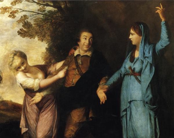 Wikioo.org - The Encyclopedia of Fine Arts - Painting, Artwork by Joshua Reynolds - David Garrick Between Tragedy and Comedy