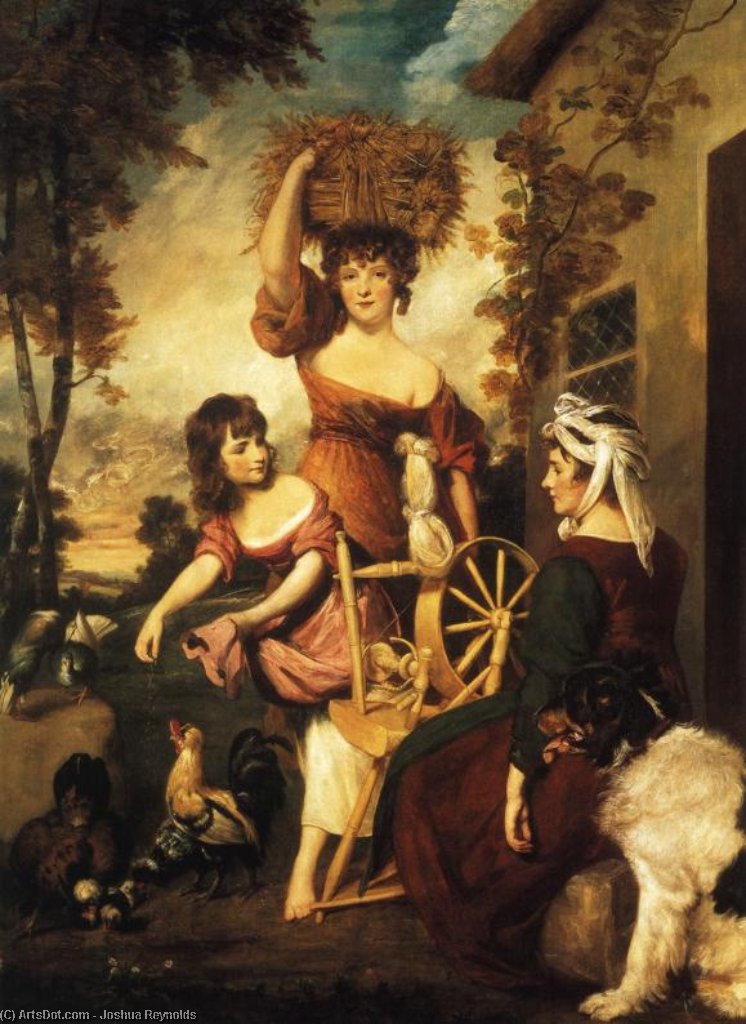 Wikioo.org - The Encyclopedia of Fine Arts - Painting, Artwork by Joshua Reynolds - Mrs. and Miss Macklin, with Miss Potts