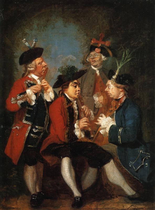 Wikioo.org - The Encyclopedia of Fine Arts - Painting, Artwork by Joshua Reynolds - Sir Thomas Kennedy, James Caulfeild, Mr. Ward and Mr. Phelps