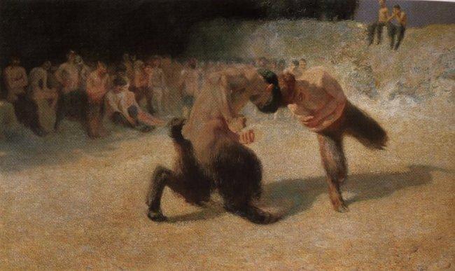 Wikioo.org - The Encyclopedia of Fine Arts - Painting, Artwork by Franz Von Stuck - Fighting Fauns