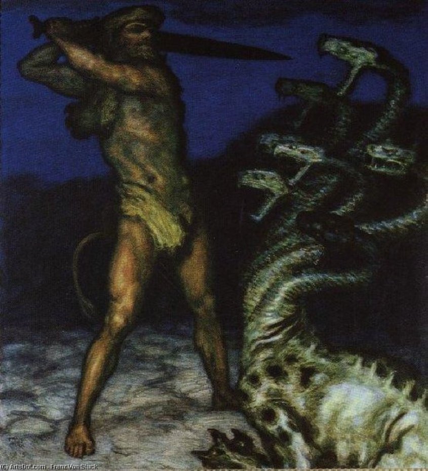 WikiOO.org - دایره المعارف هنرهای زیبا - نقاشی، آثار هنری Franz Von Stuck - Hercules and the Hydra