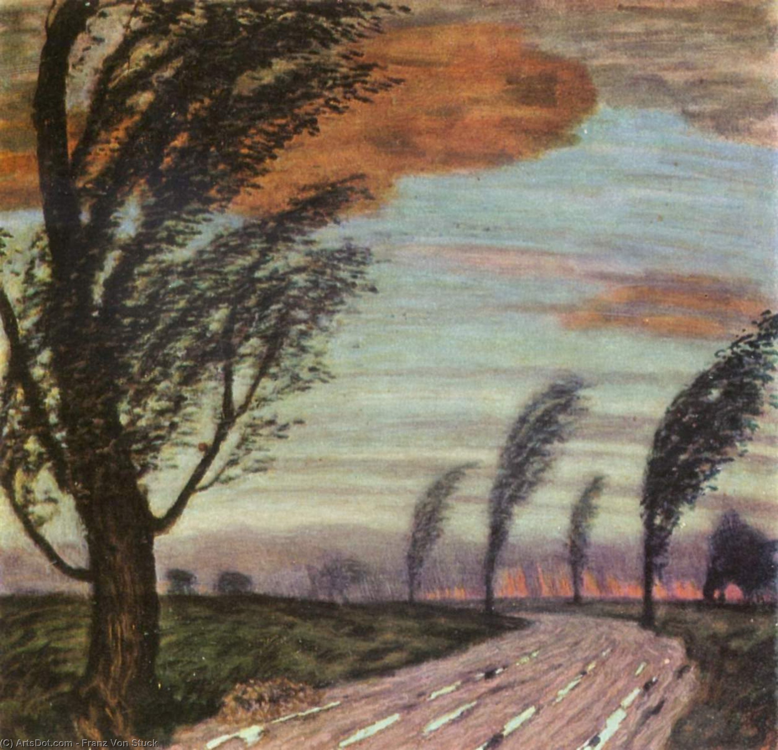 Wikioo.org - สารานุกรมวิจิตรศิลป์ - จิตรกรรม Franz Von Stuck - Storm Landscape