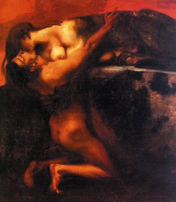Wikioo.org - The Encyclopedia of Fine Arts - Painting, Artwork by Franz Von Stuck - The Kiss of the Sphinx