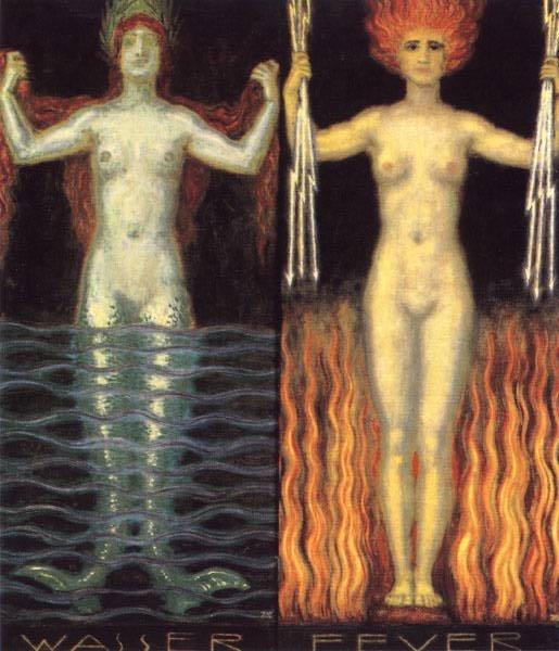 acqua e il fuoco - Franz Von Stuck | Wikioo.org – L'Enciclopedia delle Belle Arti
