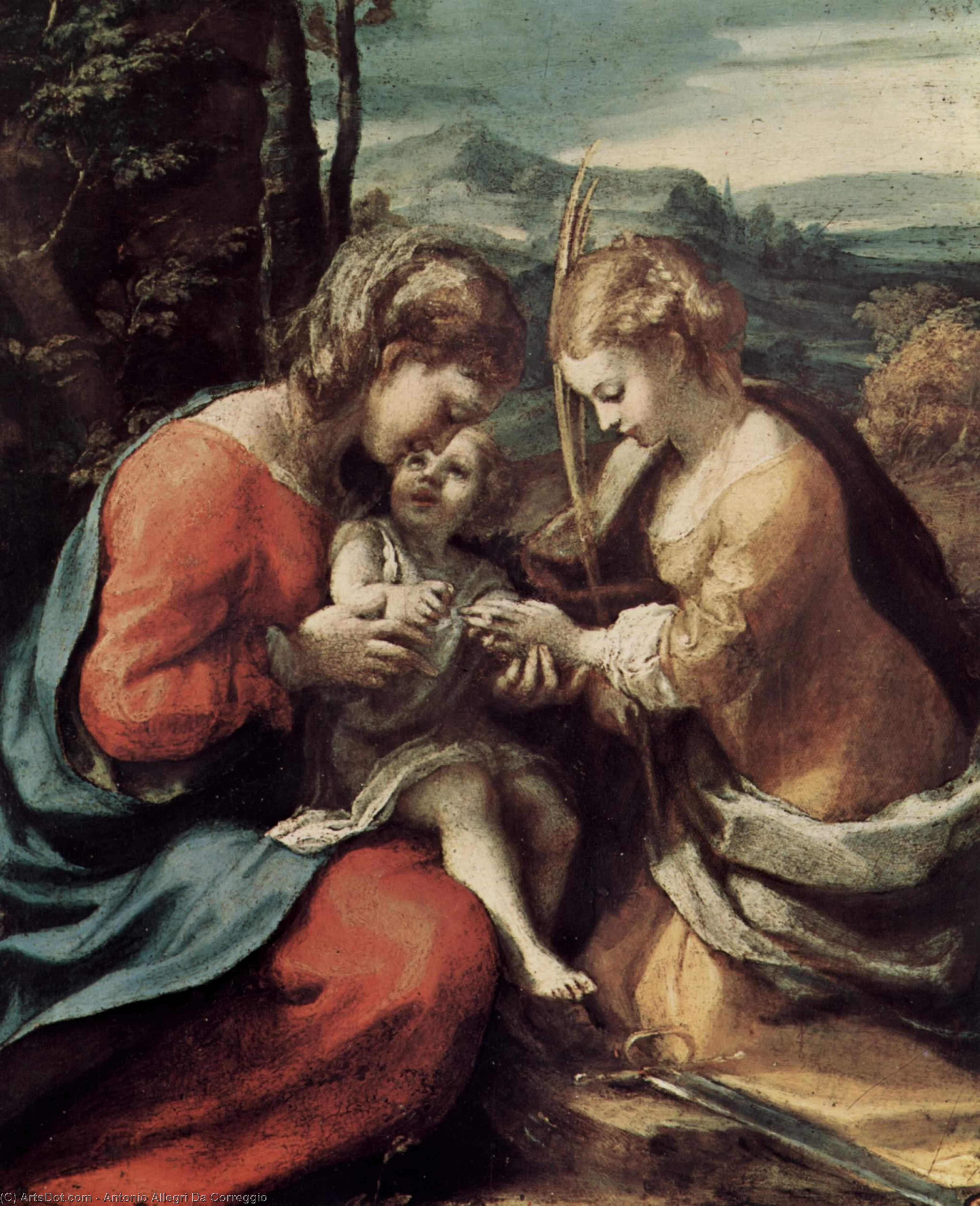 Wikioo.org - The Encyclopedia of Fine Arts - Painting, Artwork by Antonio Allegri Da Correggio - Die Mystische Hochzeit der Hl. Katharina von Alexandrien