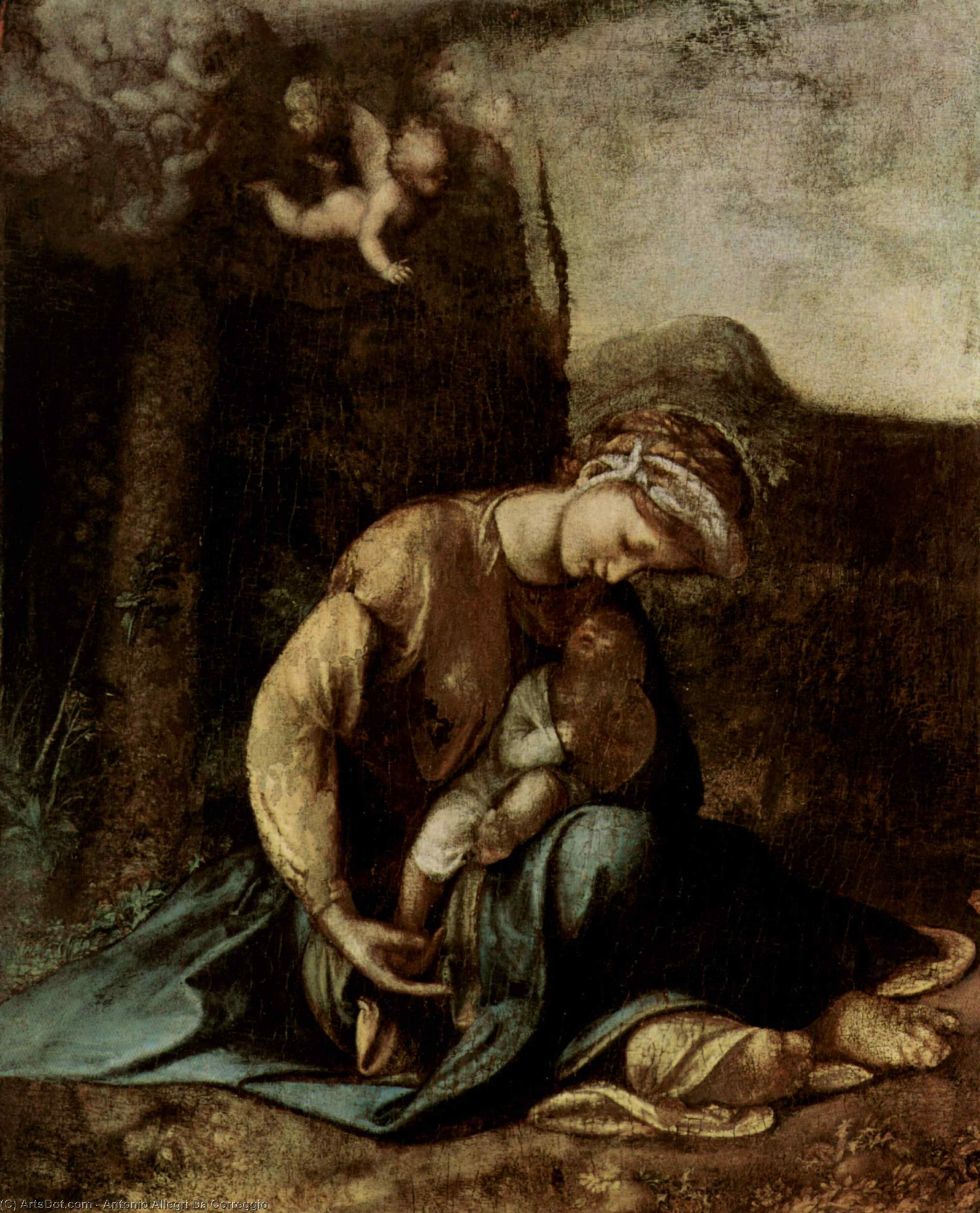 WikiOO.org - Encyclopedia of Fine Arts - Maleri, Artwork Antonio Allegri Da Correggio - Die Zigeunermadonna