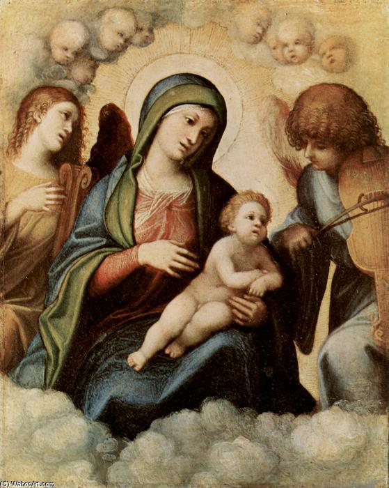 WikiOO.org - 百科事典 - 絵画、アートワーク Antonio Allegri Da Correggio - マドンナと子供 インチ 栄光 と一緒に 天使