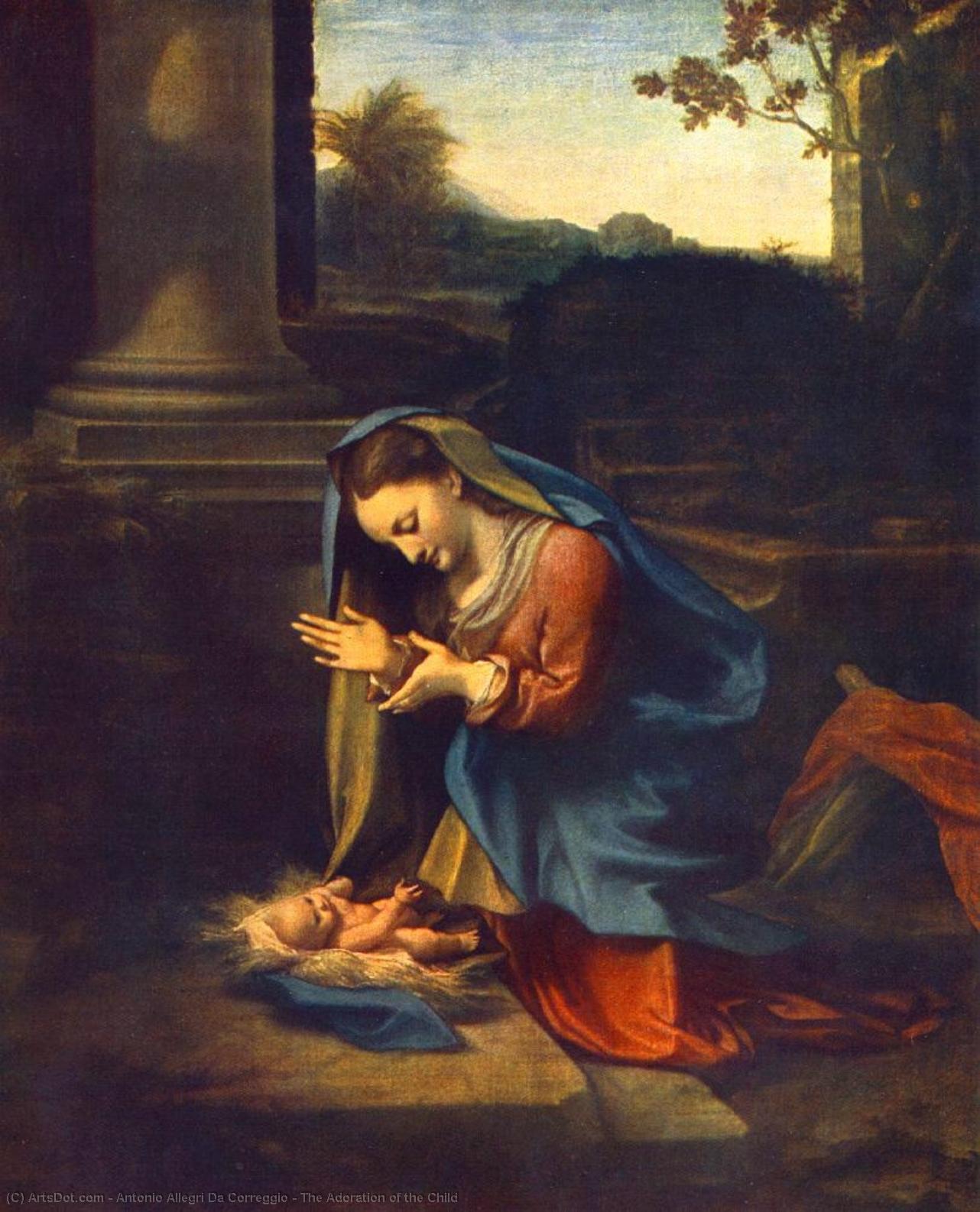 Wikioo.org - The Encyclopedia of Fine Arts - Painting, Artwork by Antonio Allegri Da Correggio - The Adoration of the Child
