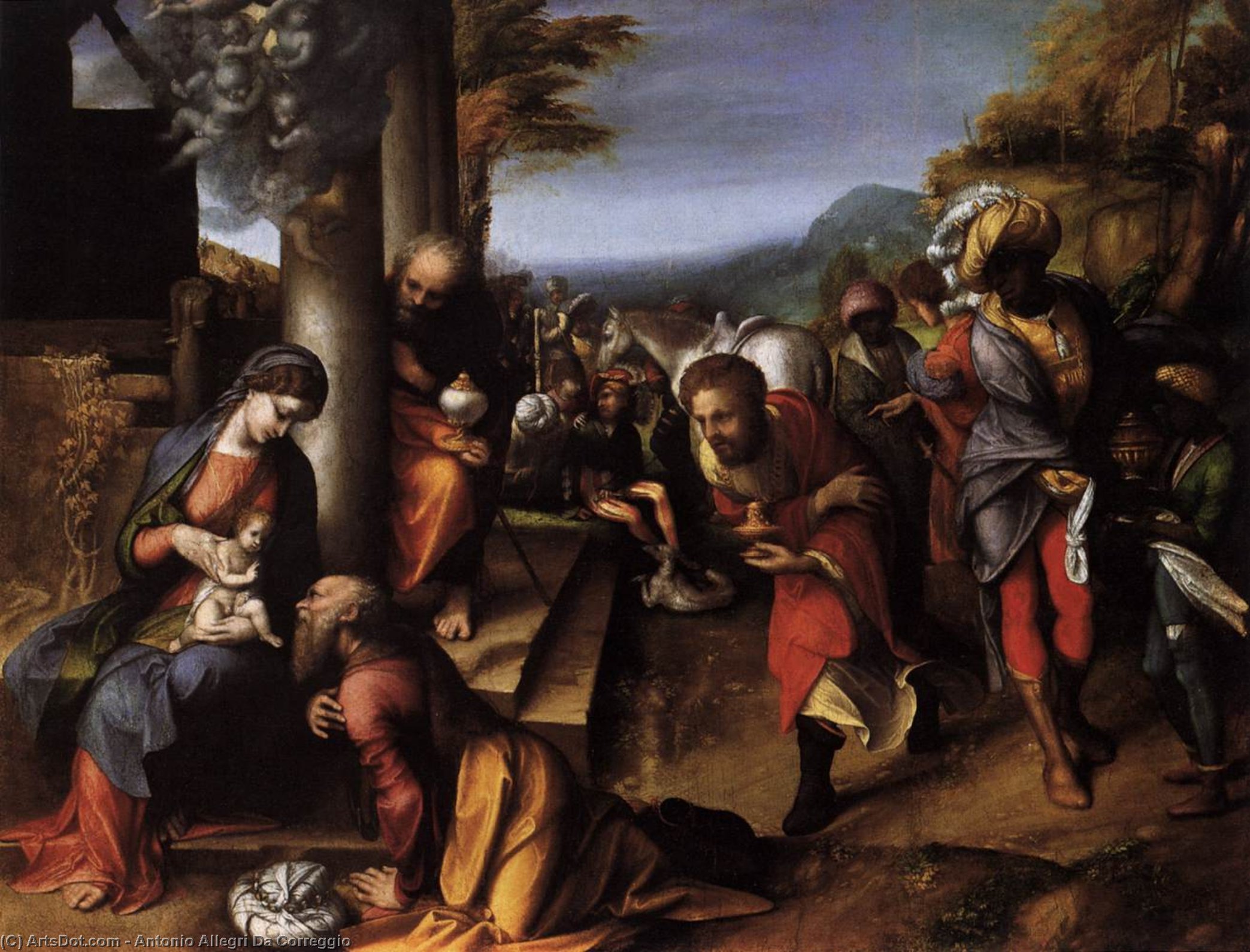 Wikioo.org - The Encyclopedia of Fine Arts - Painting, Artwork by Antonio Allegri Da Correggio - The Adoration of the Magi