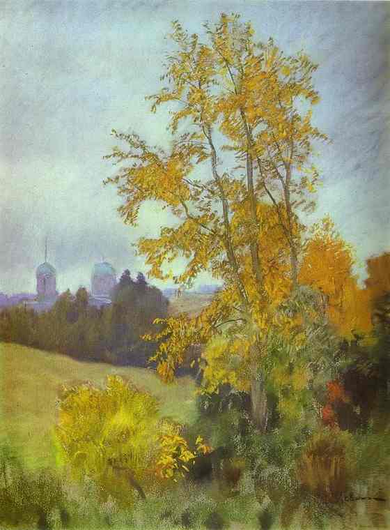 Wikioo.org – La Enciclopedia de las Bellas Artes - Pintura, Obras de arte de Isaak Ilyich Levitan - paisaje de otoño con un iglesia