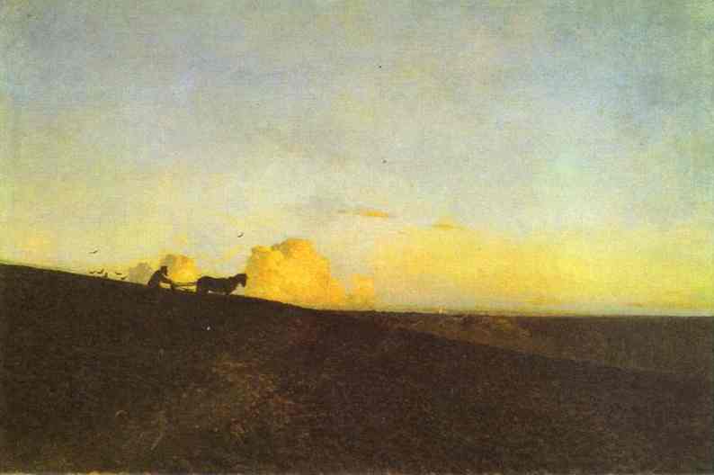 Wikioo.org - The Encyclopedia of Fine Arts - Painting, Artwork by Isaak Ilyich Levitan - Evening in the field