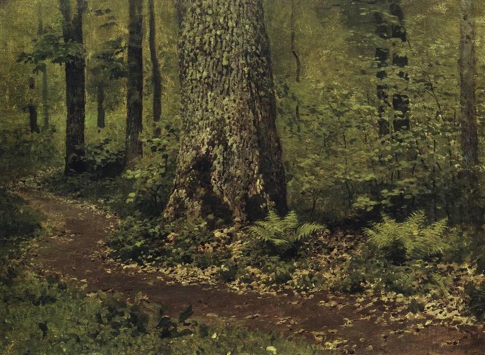Wikoo.org - موسوعة الفنون الجميلة - اللوحة، العمل الفني Isaak Ilyich Levitan - Footpath in a Forest. Ferns.