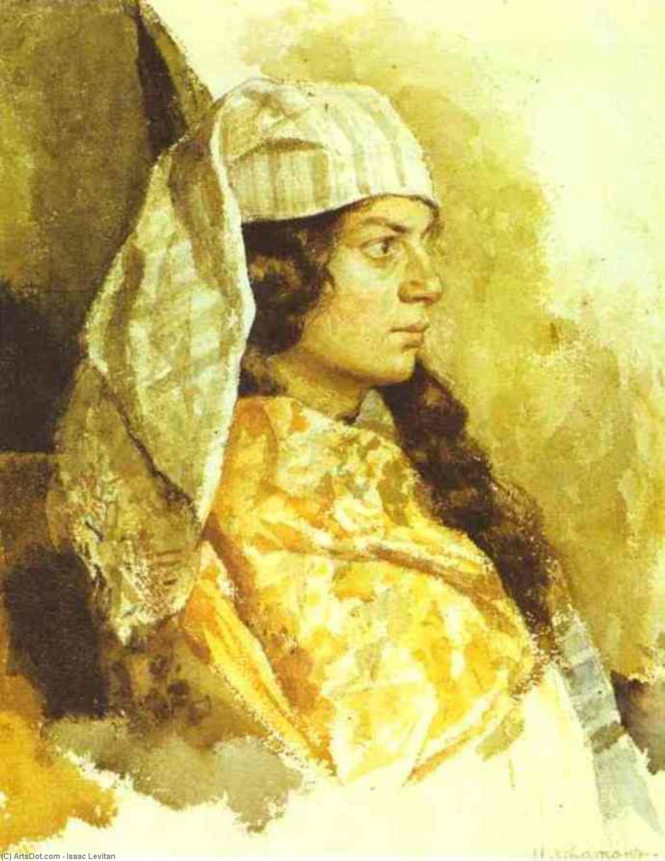 Wikioo.org – La Enciclopedia de las Bellas Artes - Pintura, Obras de arte de Isaak Ilyich Levitan - Mujer judía en un mantón Oriental