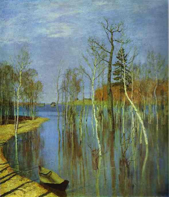 Wikioo.org – La Enciclopedia de las Bellas Artes - Pintura, Obras de arte de Isaak Ilyich Levitan - primavera inundación