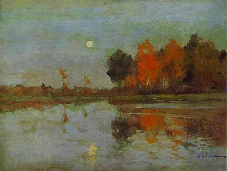 Wikioo.org - The Encyclopedia of Fine Arts - Painting, Artwork by Isaak Ilyich Levitan - The Twilight. The Moon. Study