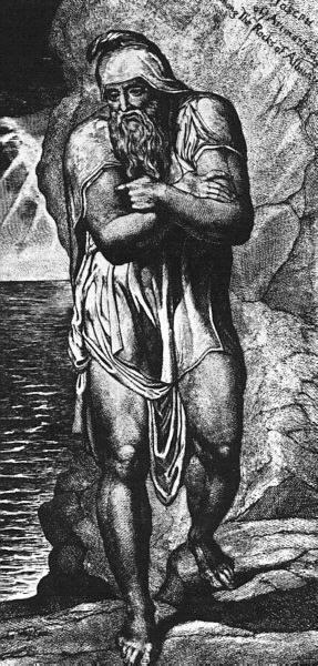 Wikioo.org – L'Enciclopedia delle Belle Arti - Pittura, Opere di William Blake - Giuseppe d Arimatea tra le rocce di Albion