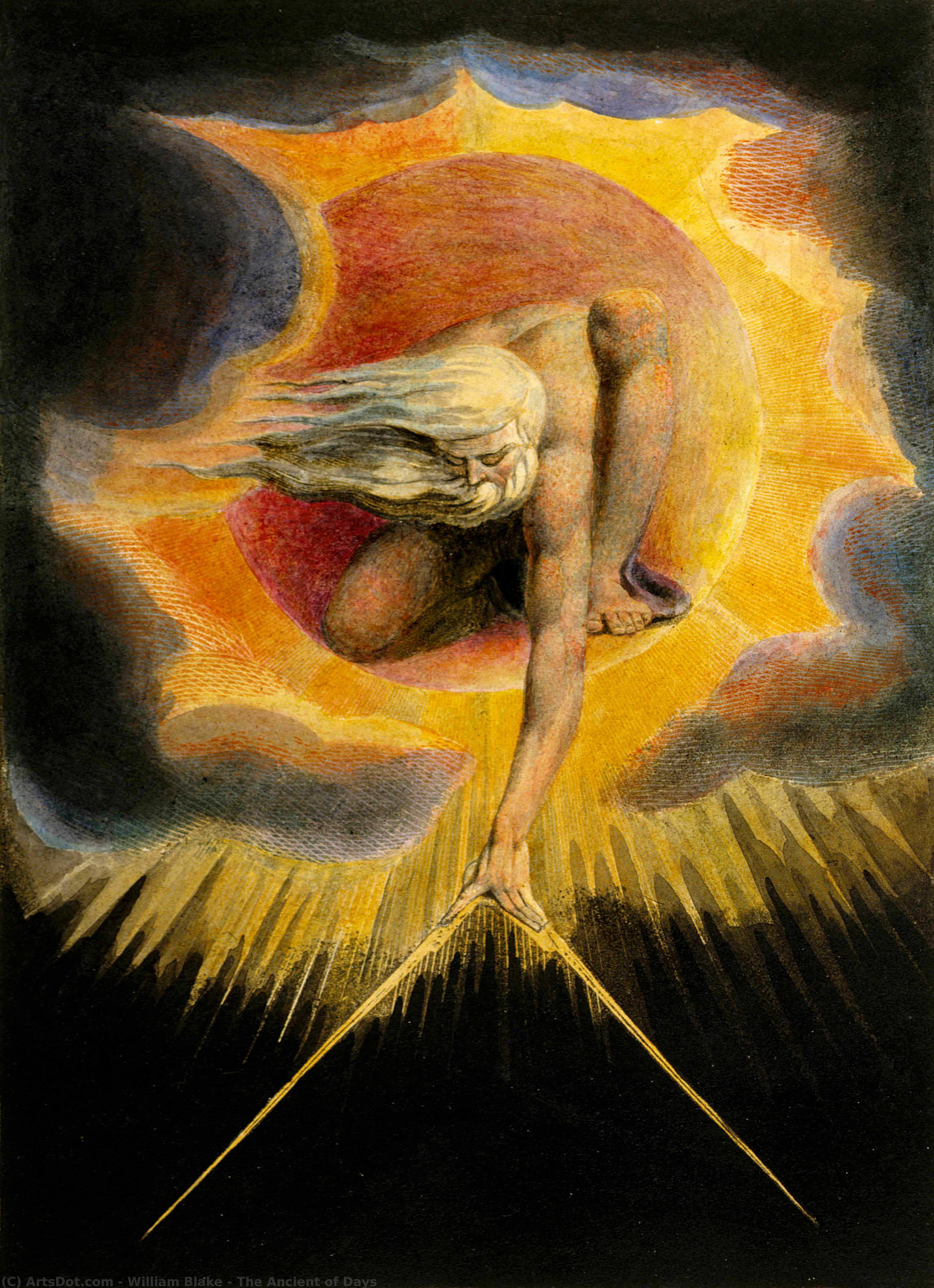 WikiOO.org - Εγκυκλοπαίδεια Καλών Τεχνών - Ζωγραφική, έργα τέχνης William Blake - The Ancient of Days