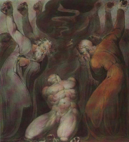 Wikioo.org - The Encyclopedia of Fine Arts - Painting, Artwork by William Blake - The-Blasphemer