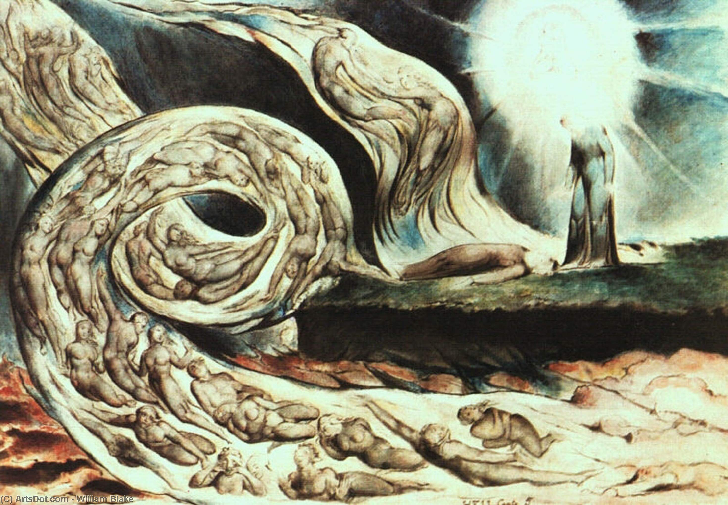 Wikioo.org - The Encyclopedia of Fine Arts - Painting, Artwork by William Blake - Whirlwind of Lovers