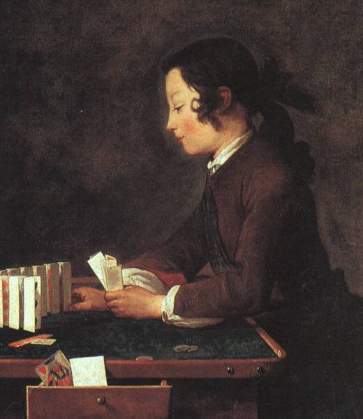 Wikioo.org - สารานุกรมวิจิตรศิลป์ - จิตรกรรม Jean-Baptiste Simeon Chardin - Boy Playing with Cards