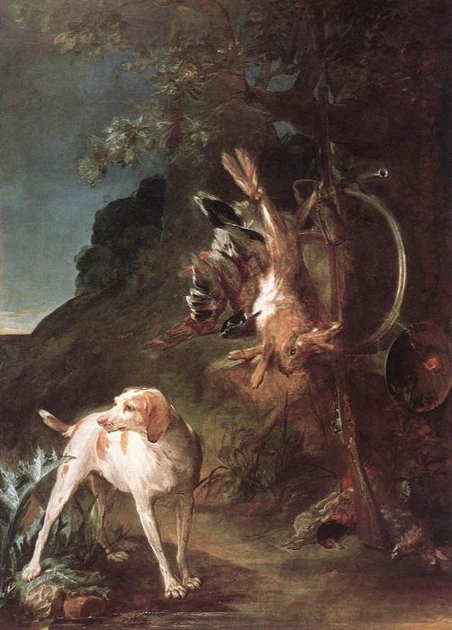 Wikoo.org - موسوعة الفنون الجميلة - اللوحة، العمل الفني Jean-Baptiste Simeon Chardin - Game Still-Life with Hunting Dog
