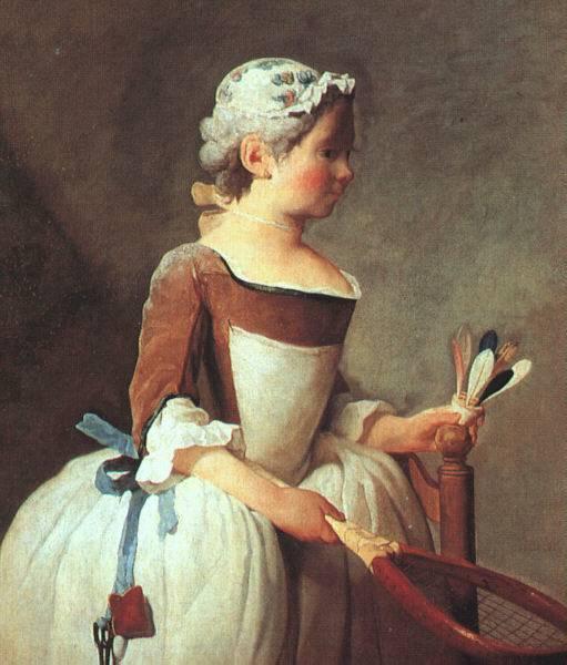 WikiOO.org - Енциклопедия за изящни изкуства - Живопис, Произведения на изкуството Jean-Baptiste Simeon Chardin - Girl with Racket and Shuttlecock