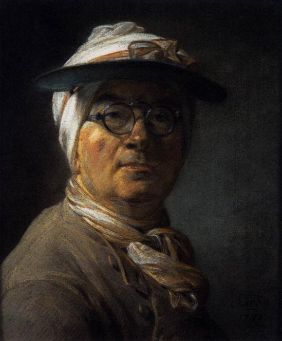 WikiOO.org - Encyclopedia of Fine Arts - Lukisan, Artwork Jean-Baptiste Simeon Chardin - Self-Portrait with an Eyeshade