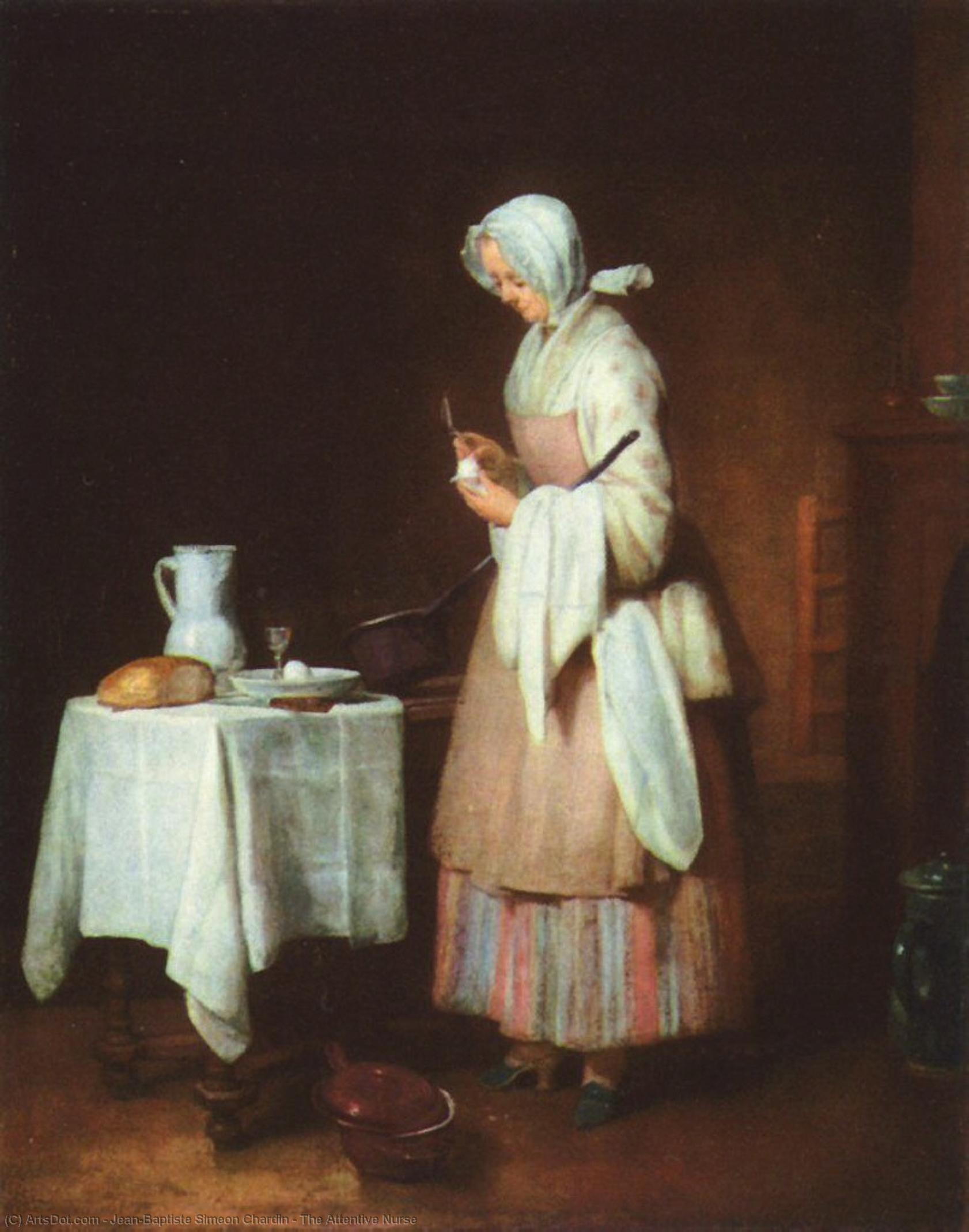 WikiOO.org - 백과 사전 - 회화, 삽화 Jean-Baptiste Simeon Chardin - The Attentive Nurse
