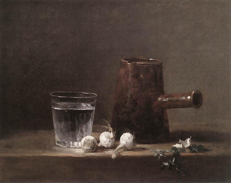 Wikoo.org - موسوعة الفنون الجميلة - اللوحة، العمل الفني Jean-Baptiste Simeon Chardin - Water Glass and Jug