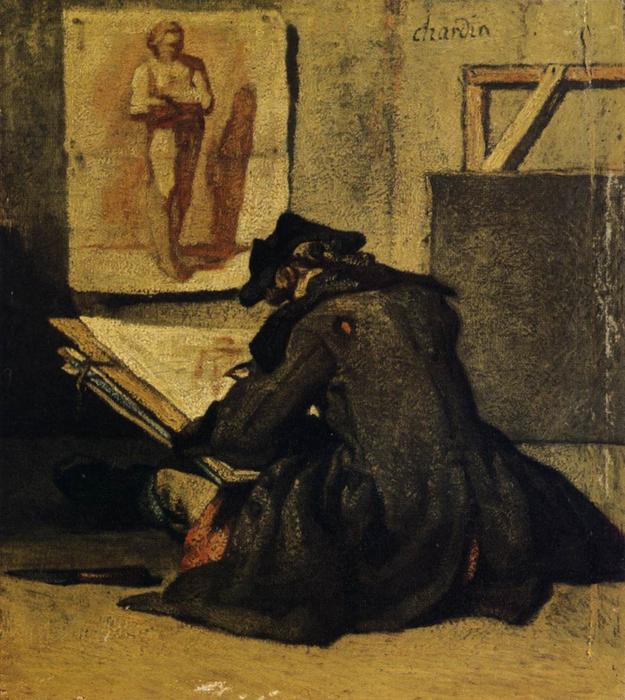 WikiOO.org - Encyclopedia of Fine Arts - Maľba, Artwork Jean-Baptiste Simeon Chardin - Young Sketcher