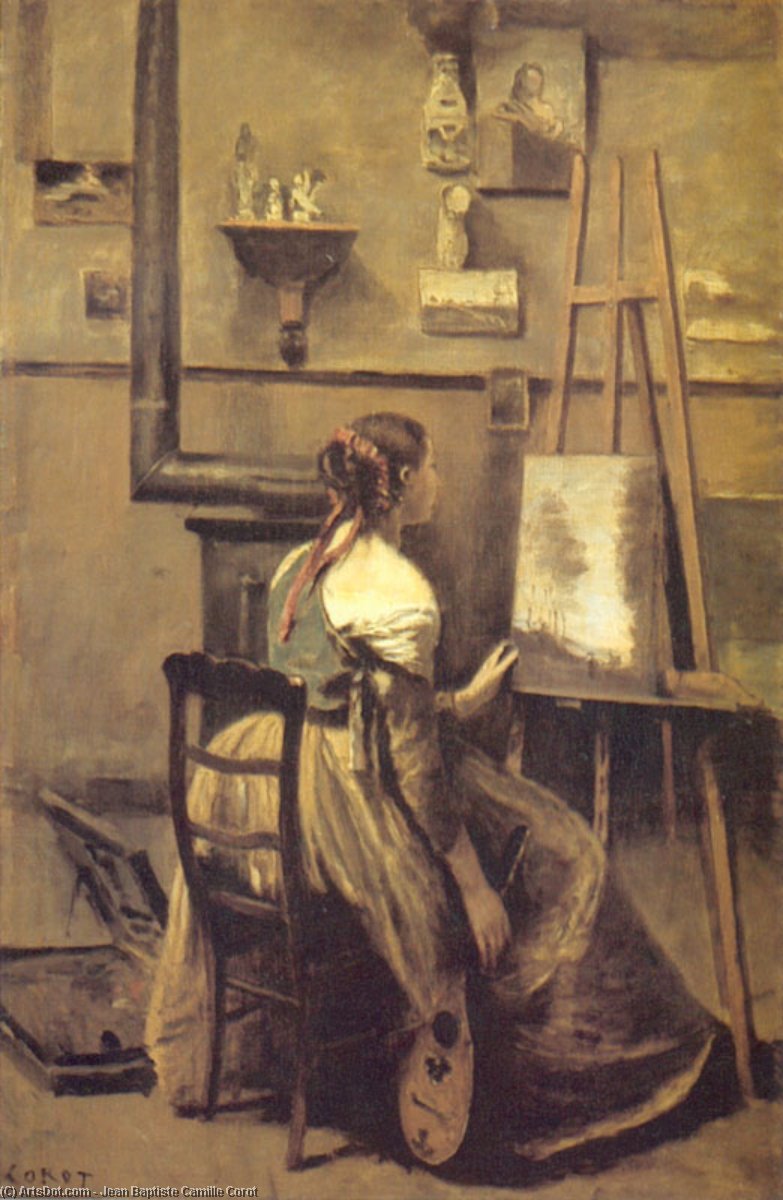 Wikioo.org - The Encyclopedia of Fine Arts - Painting, Artwork by Jean Baptiste Camille Corot - Corot's Studio