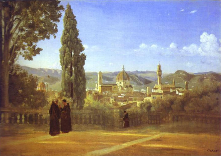 Wikioo.org - The Encyclopedia of Fine Arts - Painting, Artwork by Jean Baptiste Camille Corot - Florence. View from the Boboli Gardens